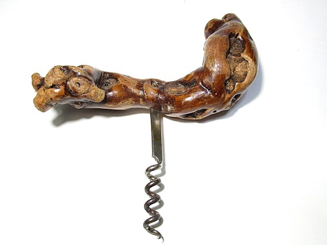レア アンティーク★ブドウ根瘤 オープナー ワインオープナー スクリュー 葡萄根瘤 古木 ぶどう根 枝 コルク栓抜き★拍卖