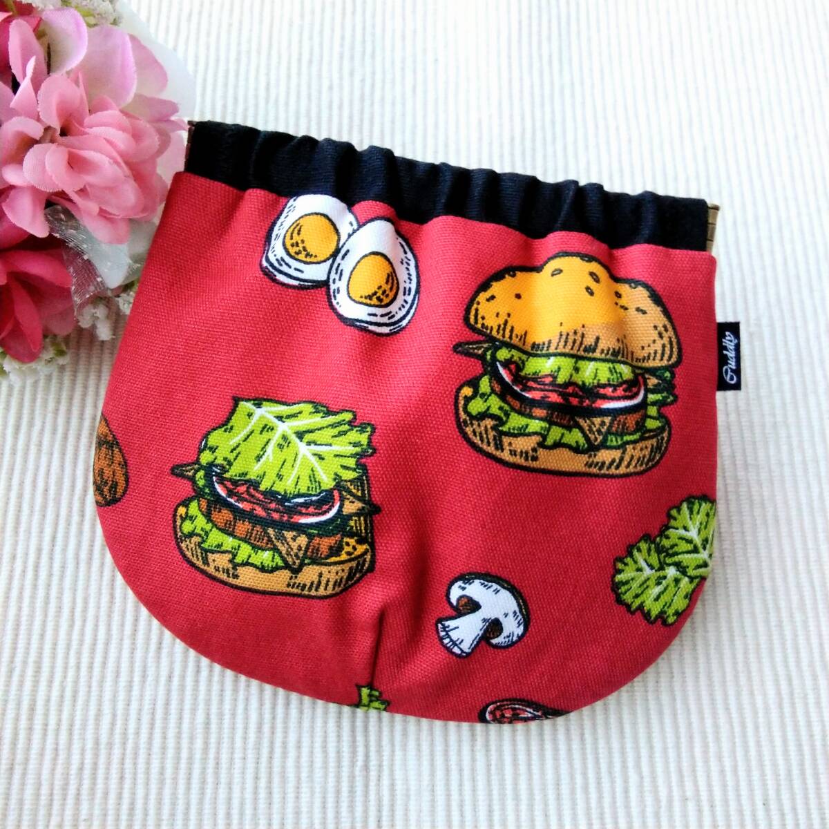 ハンドメイド バネポーチ バーガーマテリアル レッド拍卖