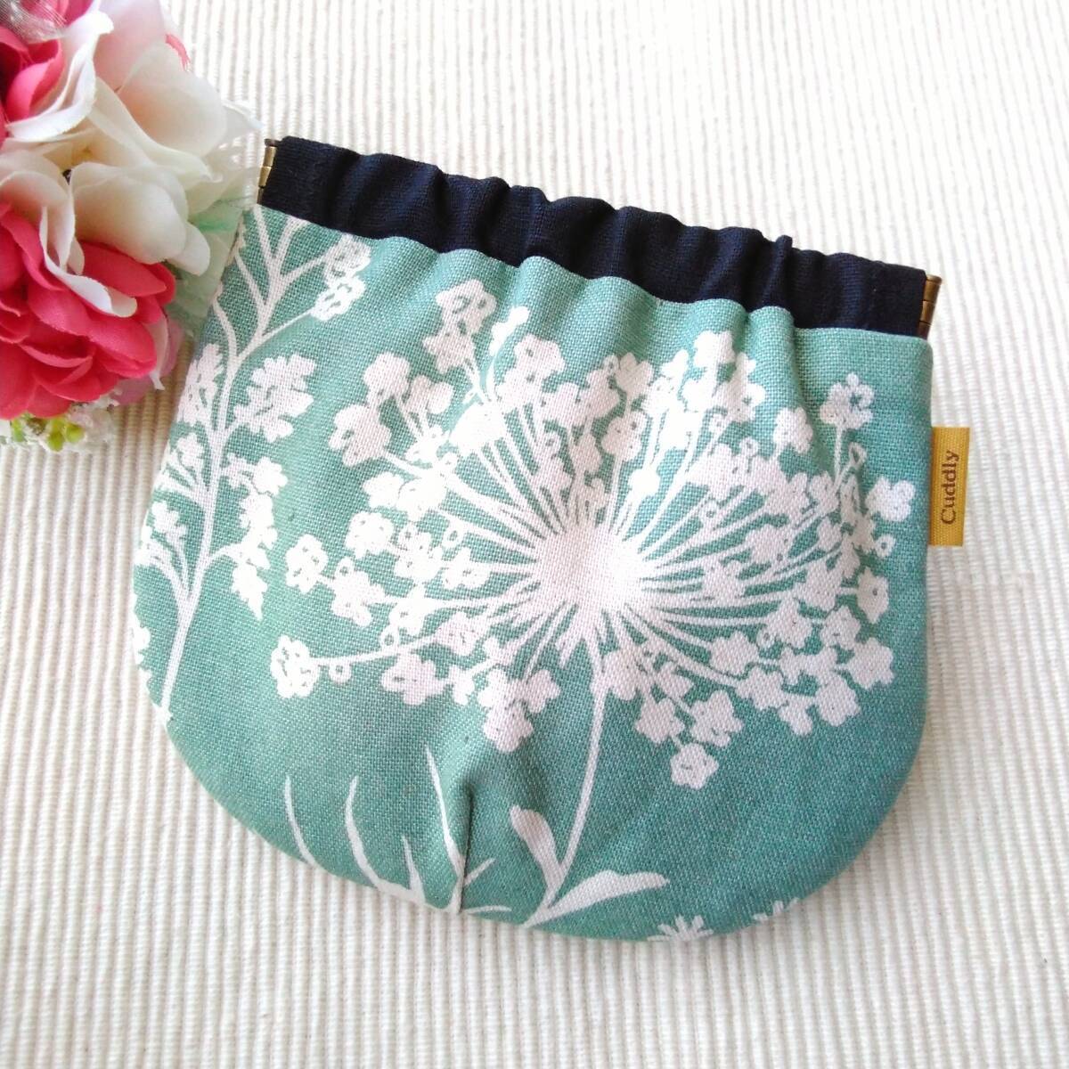 ハンドメイド バネポーチ ブライト グリーン拍卖