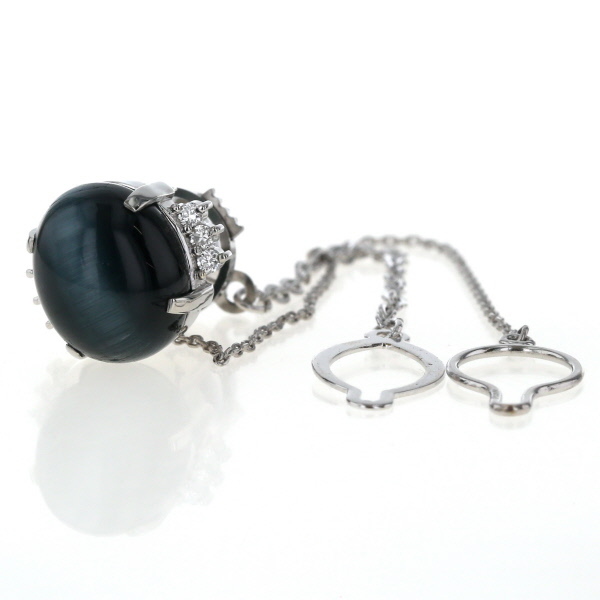 Pt900 プラチナ 真鍮 ネクタイピン タイタック トルマリンキャッツアイ 10.07ct ダイヤモンド 0.15ct 鑑別書【新品仕上済】【zz】【中古】拍卖