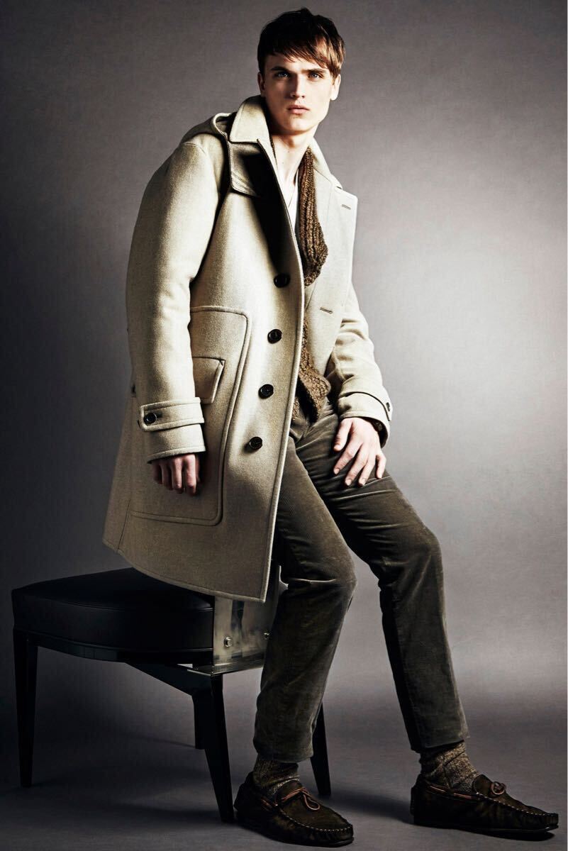 【送料無料】【美品】TOM FORD トムフォード ダブルフェイス ウール フード コート グレー 50R 裏地チェック拍卖