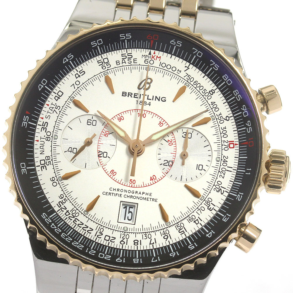 ブライトリング BREITLING A23350 ナビタイマー モンブリラン レジェンド K18PG クロノグラフ 自動巻き メンズ 箱・保証書付き_843508拍卖