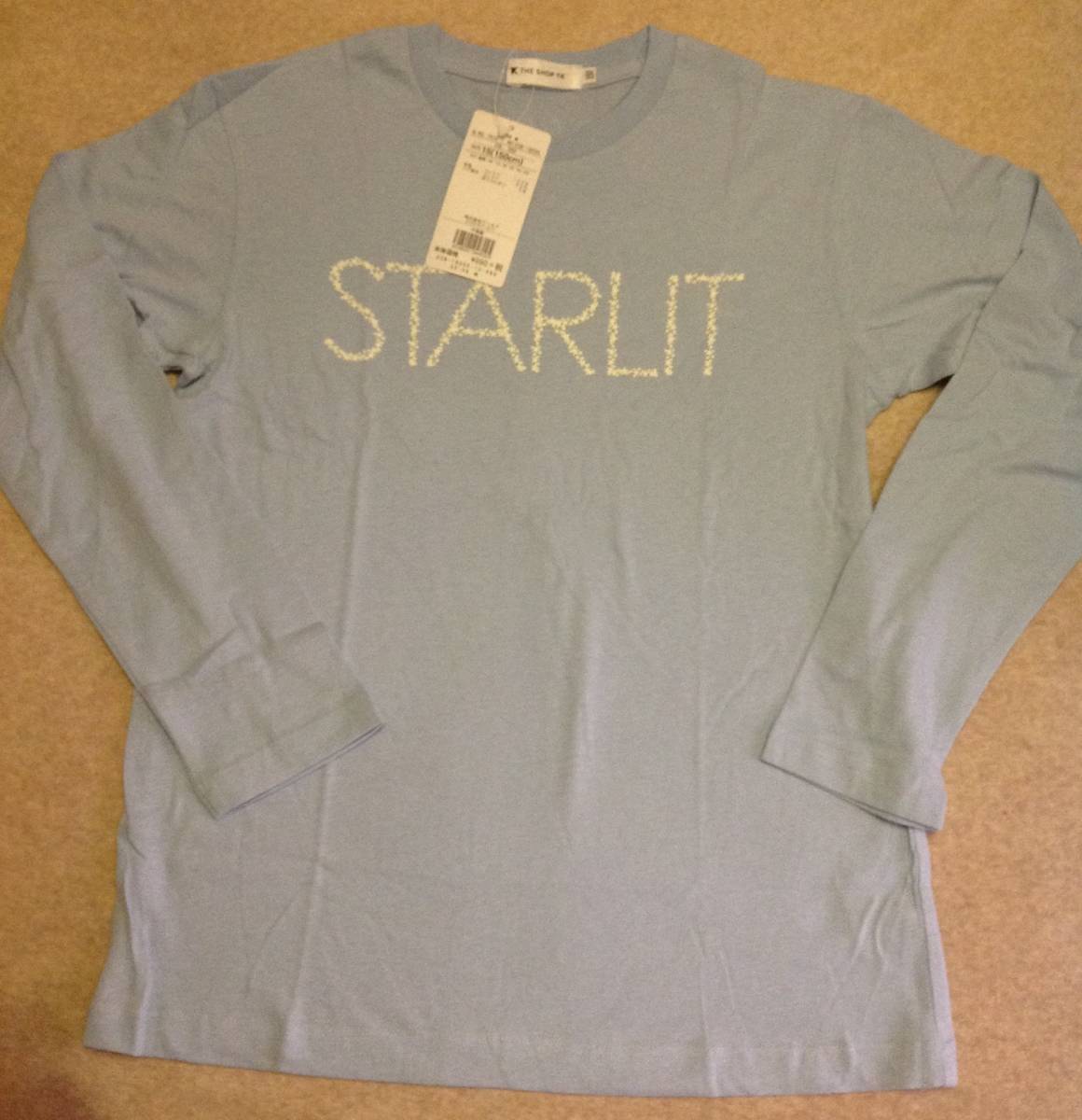 新品 THE SHOP TK スターロゴ長袖Tシャツ サックス 15(150cm) 定価1089円拍卖