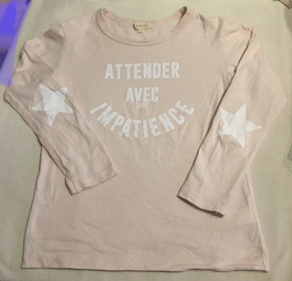 中古 HusHusH スターエルボーロゴカットソー ベビーピンク(071) 14(140cm) 定価1089円 拍卖