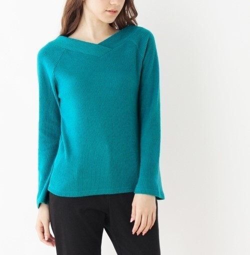 新品 index 2WAY起毛リブカットソー ブルー(092) 02(M) 定価3289円拍卖