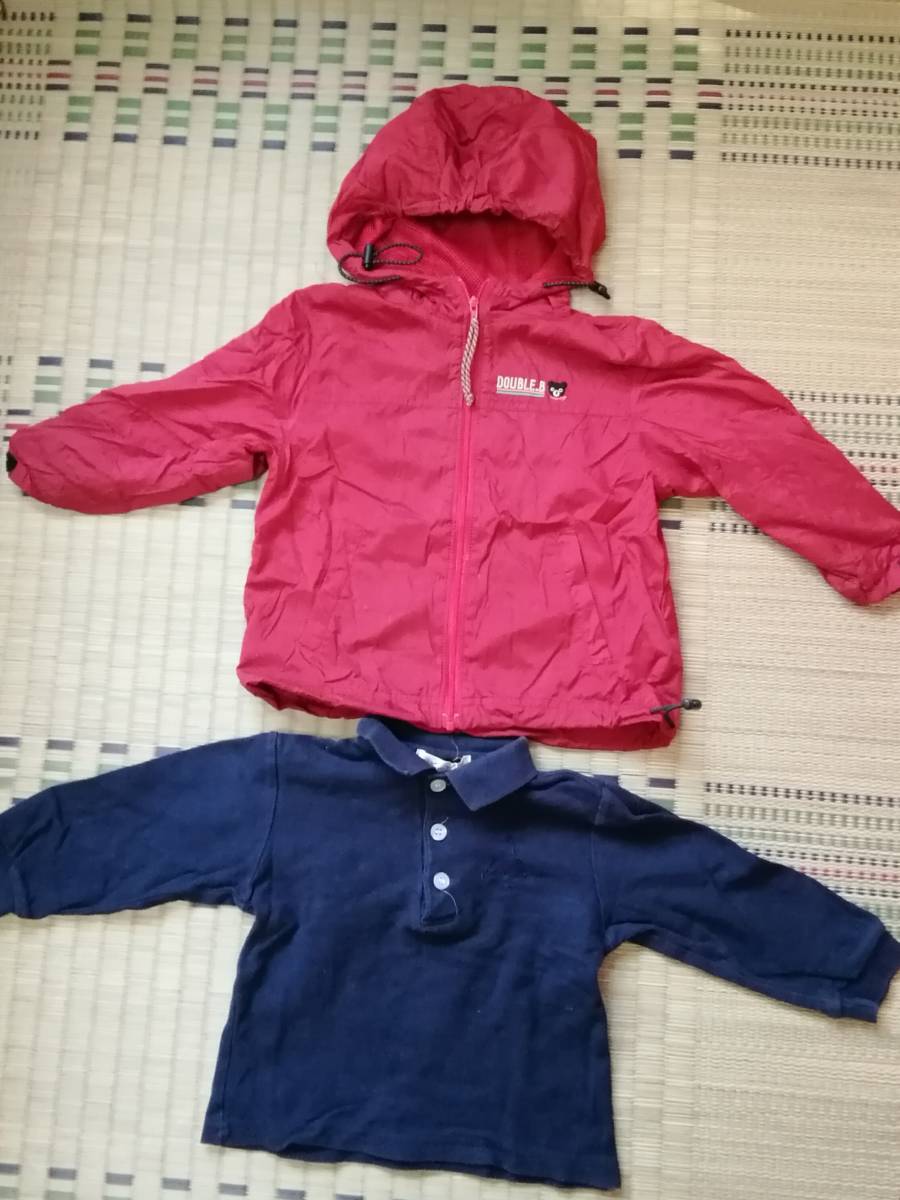 中古 ミキハウス mikihouse他 ウインドブレイカー 雨具 長袖ポロシャツ 90cm 2点セット拍卖