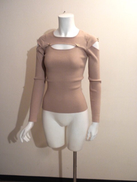 新品2024AWモデル入荷☆彡ITALY『DENNY ROSE』◆正規◆デニーローズ◆綺麗ベージュ!可愛いカットデザイン”リブ編みニット!XSサイズ拍卖