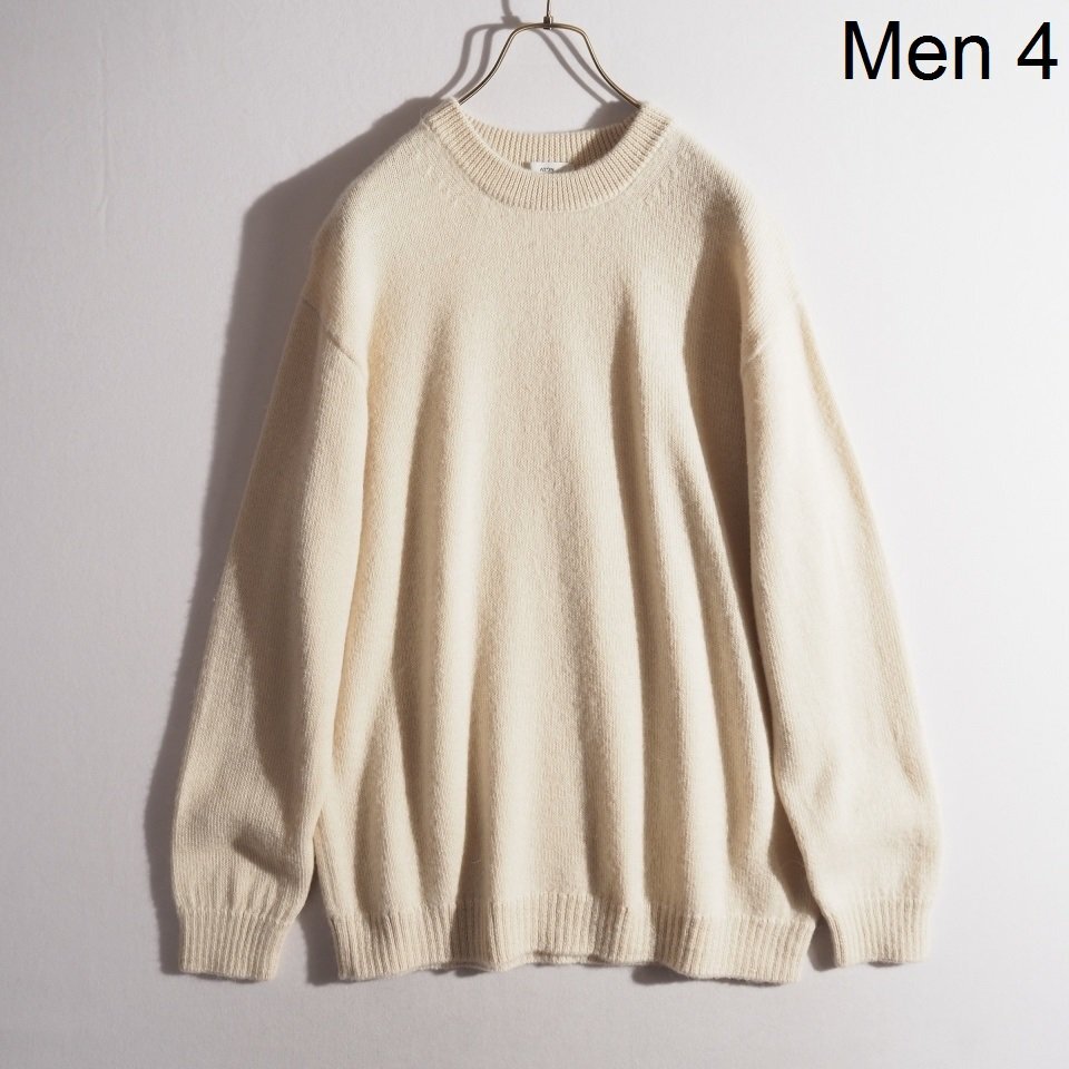M7615P ▼ATON エイトン▼ 23AW NATURAL ALPACA CREWNECK SWEATER オーバーサイズ アルパカニット ホワイト 4/M 秋冬 rb mks拍卖