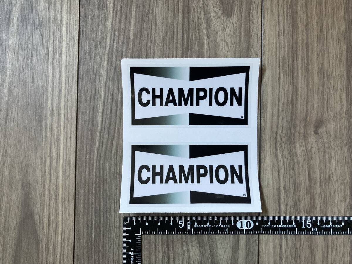 送料無料 Champion チャンピオン ステッカー ブラック×クリア セット 100mm x 53mm拍卖