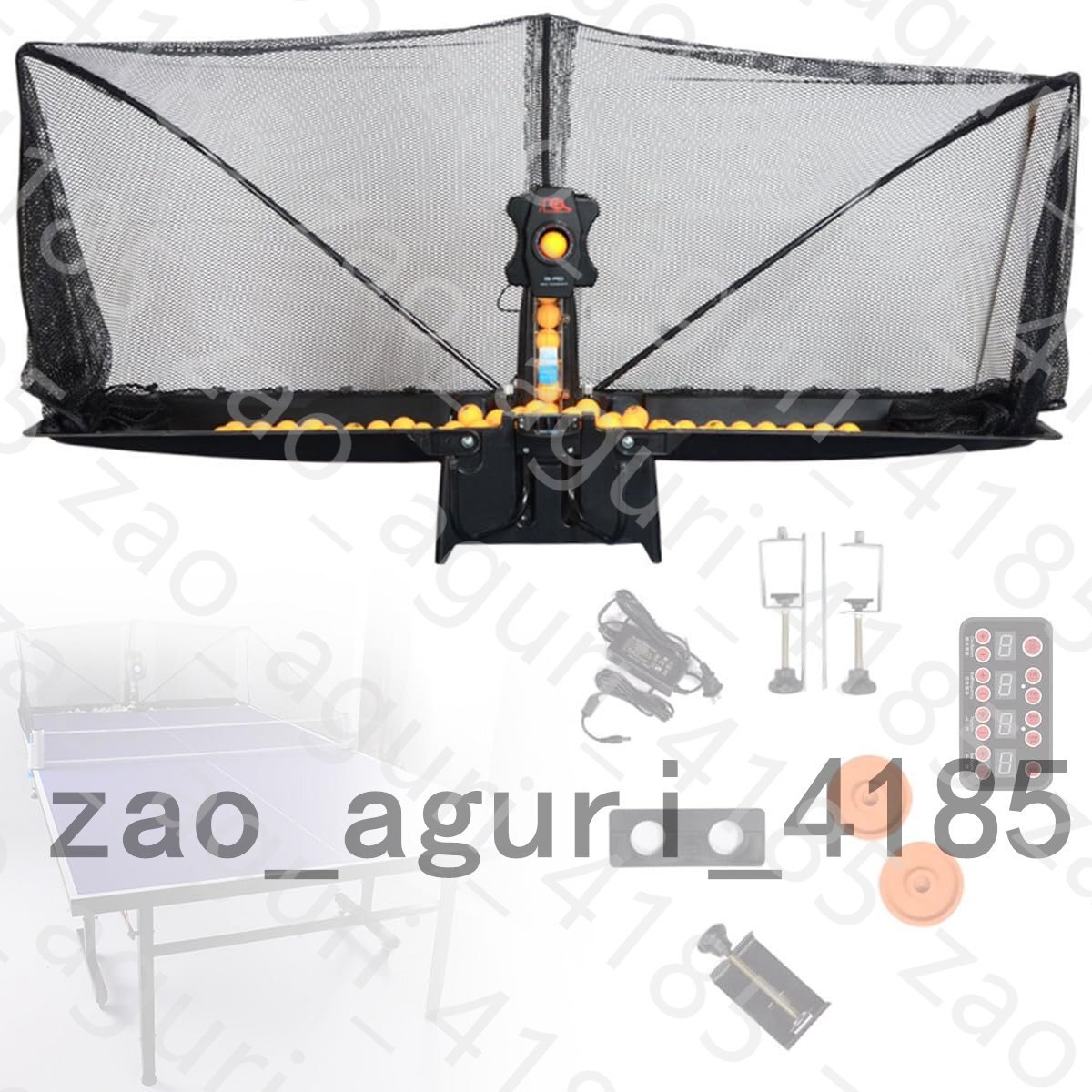 卓球ロボットピンポンボールマシン - ボールリサイクルキャッチネット付き多回転卓球ランチャー、自動ボール収集お拍卖