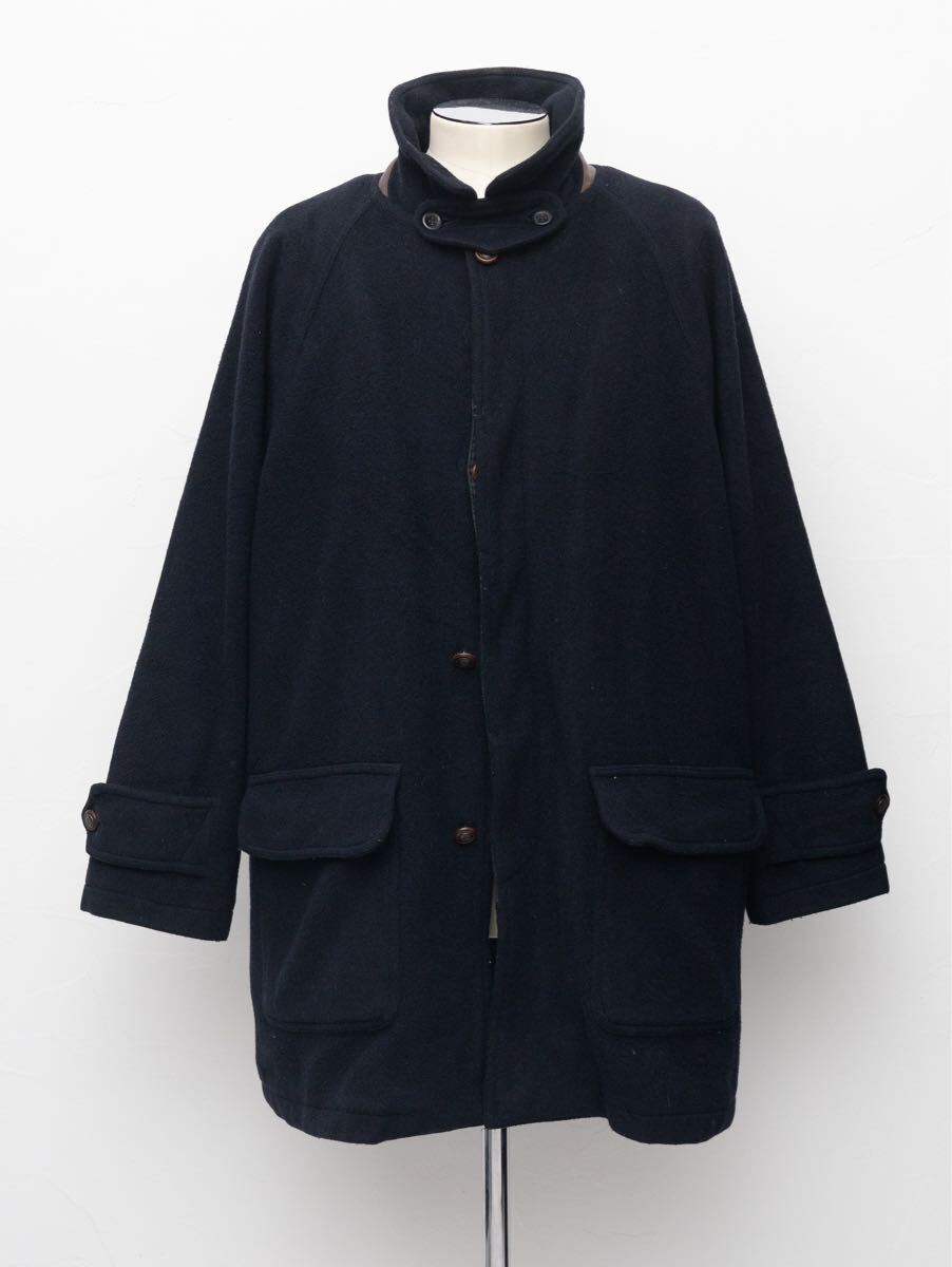 【一枚袖】80s 90s ハーフコート カシミヤ混 イタリア製 ユーロヴィンテージ シャギーウール 70s ライナー付 lampoジップ チンストラップ拍卖