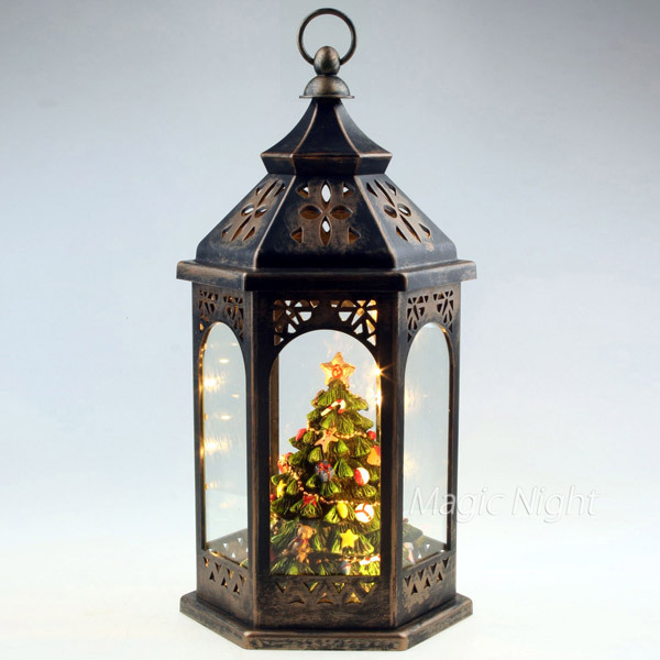 LEDクラシックランタン クリスマスツリー おしゃれ かわいい ランタンに入ったミニツリー クリスマス 置き物 オブジェ拍卖