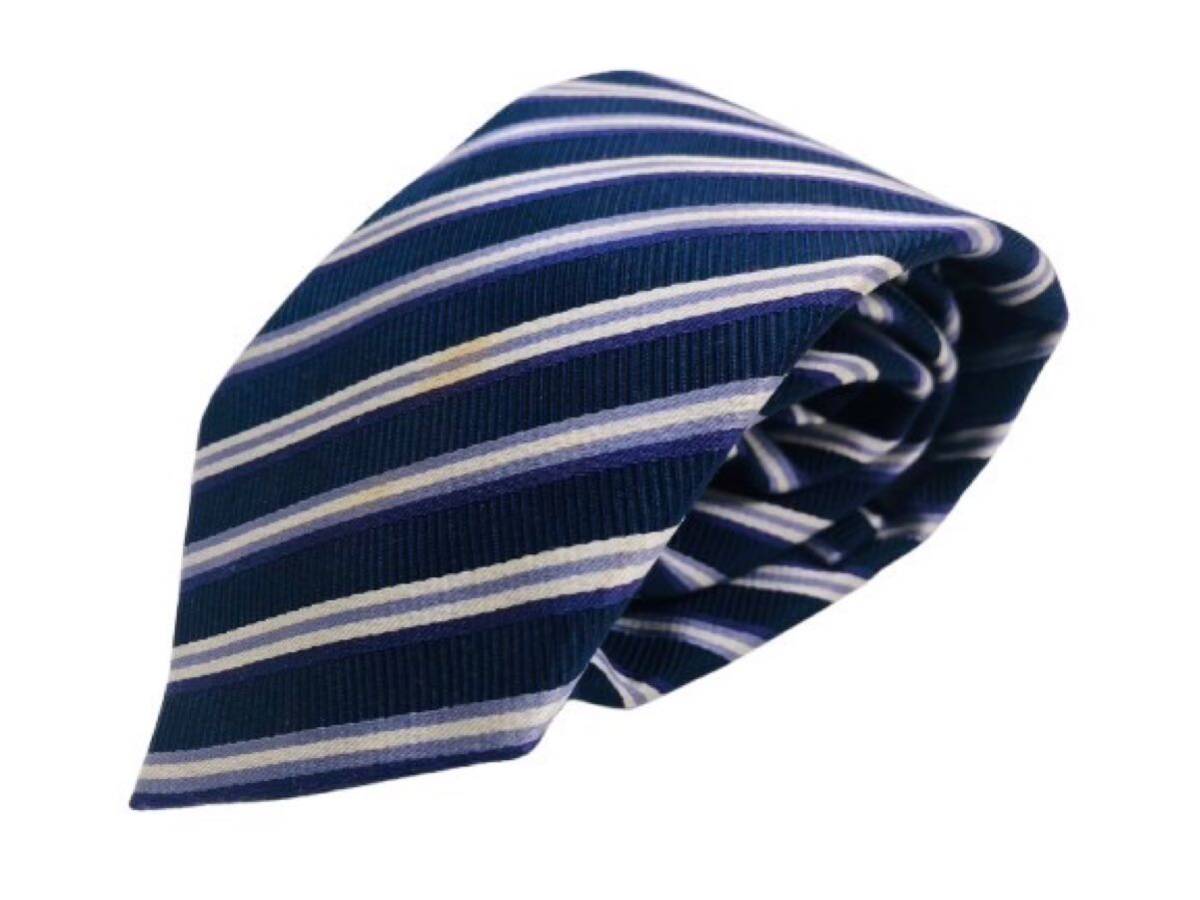 【送料無料!!】 BARNEYS NEWYORK バーニーズ・ニューヨーク ストライプ柄 ブルー×ホワイト×パープルカラー ネクタイ 服飾小物 メンズ拍卖