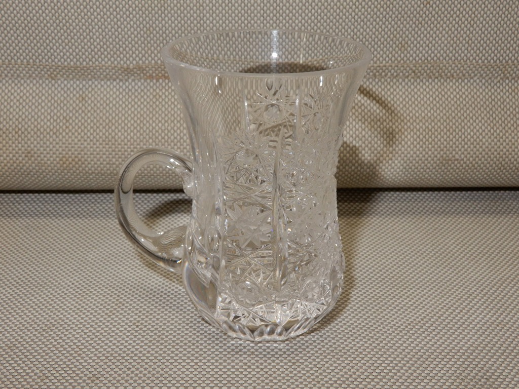 ●切子 硝子 ガラス 小さな ジョッキ 花瓶 花器 オブジェ カットガラス●拍卖