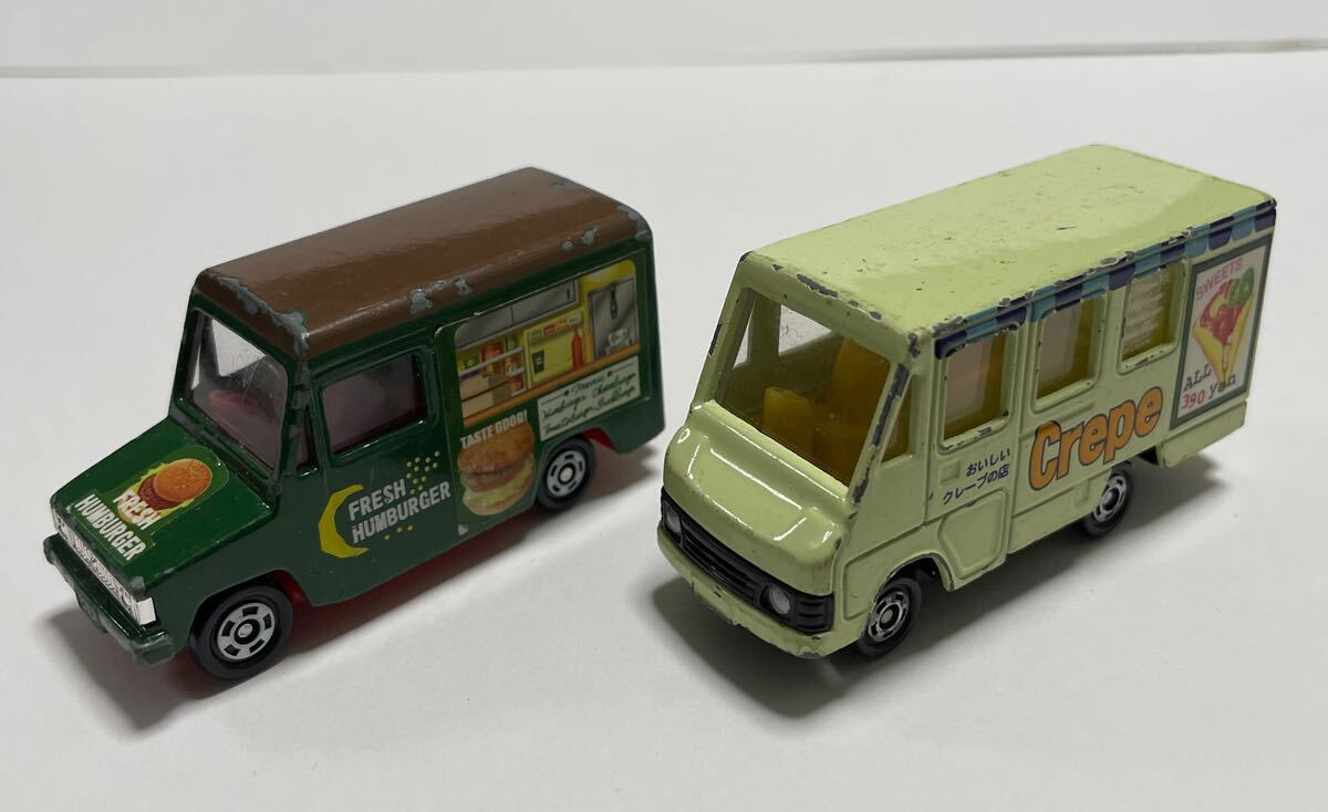 トミカ 移動販売車セット No.27 いすゞ ハイパック バン ハンバーガーやさん No.93 トヨタ デリバリー バン クレープやさん ジャンク 即決拍卖