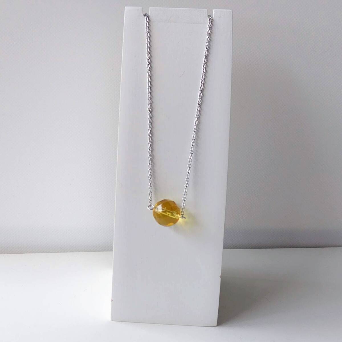 天然石ステンレスネックレス(シトリン多面カット)拍卖