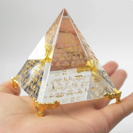 クリスタル オブジェ 三角形 ピラミッド インテリア 装飾 置物 エジプト 象形 ヒエログリフ 文字 ブラック 透明 彫刻 ガラス DYL471拍卖
