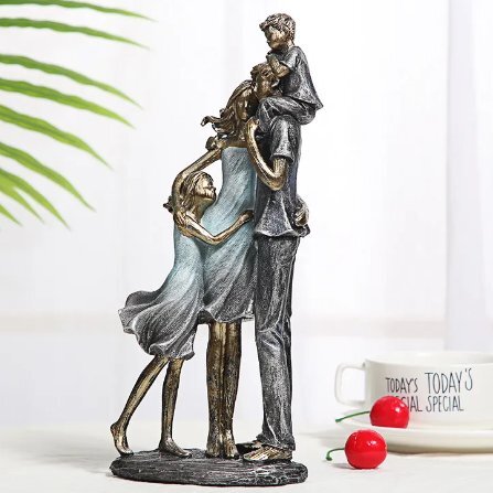 ファミリー オブジェ 樹脂 置物 家族 彫刻 彫像 インテリア 親子 夫婦 両親 リビング 娘 息子 子供 肩車 装飾 4人 DYL476拍卖