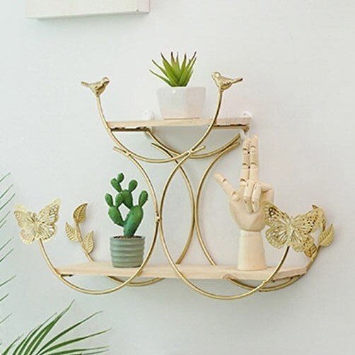 華奢な飾り棚●バタフライ ちょうちょ シンプル モダン エレガント かわいい おしゃれ マウントラック 壁付け 壁棚 装飾 インテリアDJ1476拍卖