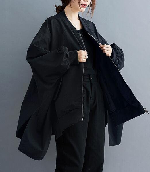 秋新品 カジュアル ジャケットコート ゆったり 大きいサイズ 6L7L相当 ルーズ ジャケットコート 黒 フリーサイズ ZCL854拍卖