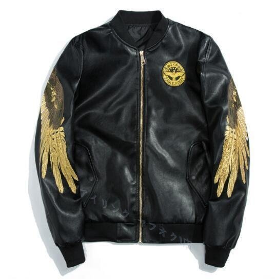 ☆新品メンズ レザージャケット ジャン ライダースジャケット バイク用 2色 スタジャン 野球服 おしゃれ アウター S~3XL拍卖