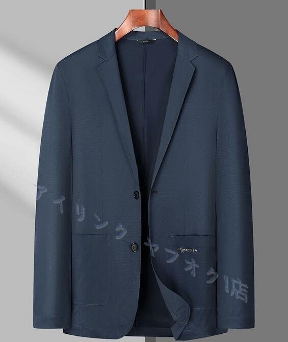 ☆新品テーラードジャケット 日焼け止めジャケット 夏薄め ビジネスジャケット スーツ ストレッチ メンズ クロ ネイビー拍卖