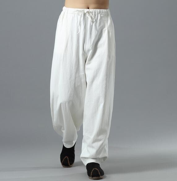 メンズ サルエルパンツ ワイドパンツ スウェットパンツ ボトムス チノパンツ ジョガーパンツ 綿麻リネン ゆったり S~XL白 YLH034拍卖