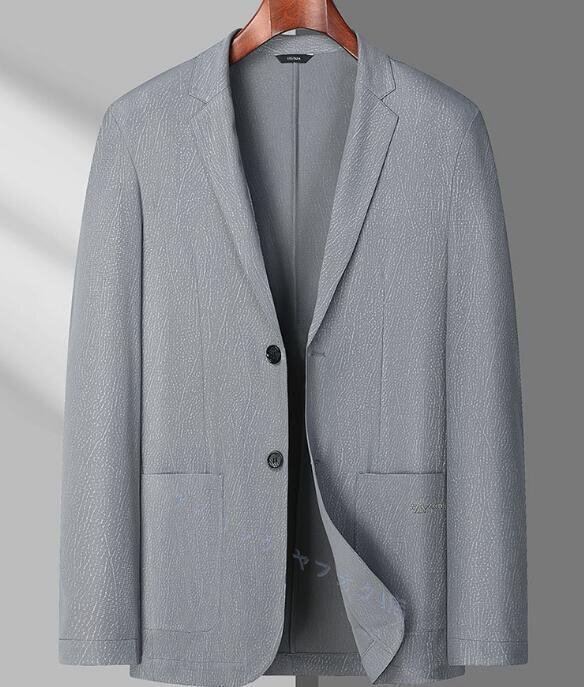 ☆新品 テーラードジャケット 日焼け止めジャケット 夏薄め ビジネスジャケット スーツ ストレッチ メンズ ライトグレー サイズ選択可 拍卖