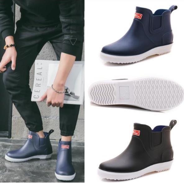 メンズ レインシューズ オシャレ ショートブーツ シンプル 無地 大きいサイズ サイドゴアレインブーツ 梅雨DJ1893拍卖