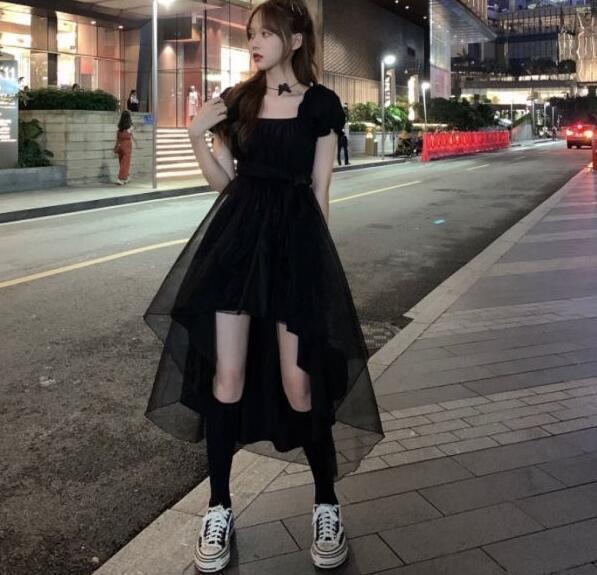 レディース S~Mサイズ シフォンAライン フィッシュテール ワンピース スカート 無地 ウエストポイント 夏YWQ312拍卖