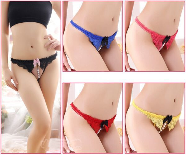 セクシー可愛い パール付き!Tバックショーツ エロ下着 ★5点セット★ オープンクロッチ 穴あきパンティ 穴あきショーツ コスプレ YLH527拍卖