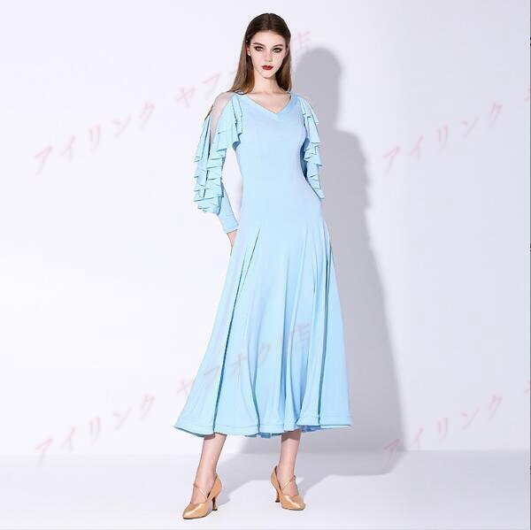 ☆新品レディース社交ダンス衣装 モダンダンス練習ワンピース 可愛い 3色選択可 サイズS~XXLお色選択可拍卖