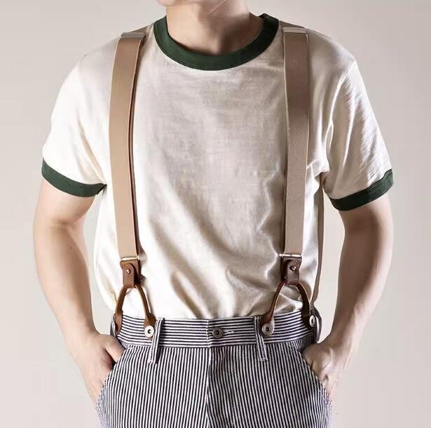 オールド 復刻 本革 アメリカン レトロ クラシカル サスペンダーベルト レトロ ヴィンテージ レザー 吊りバンド スーツ 3色選択 DYL279拍卖