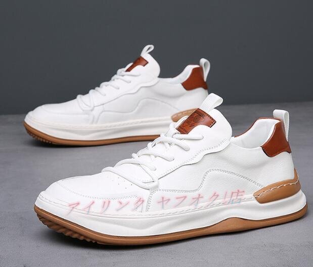 ☆新品スニーカー メンズ レザーシューズ メンズシューズ 運動靴 牛革 ウォーキングシューズ 柔らか ローファー ホワイト拍卖