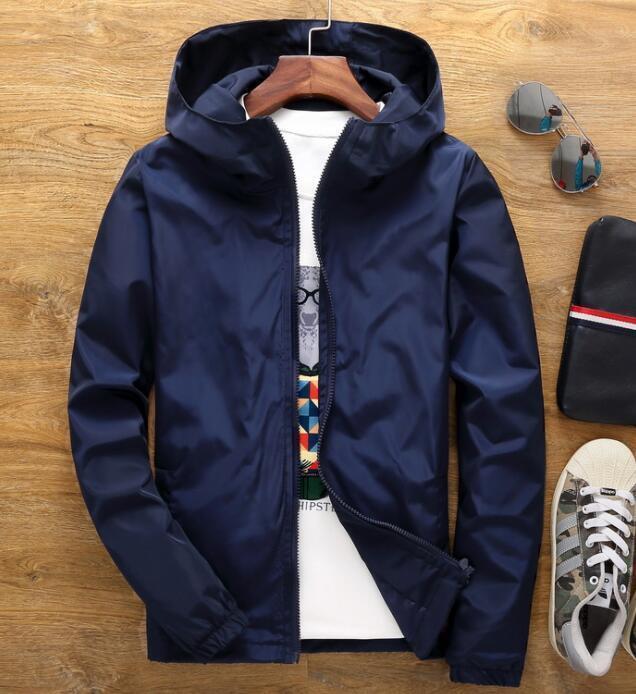 マウンテンジャケット ウィンドブレーカー メンズ ジップアップパーカー ジャケット UVカット おしゃれ ブルゾン 撥水 防風 紺色 YLH337拍卖