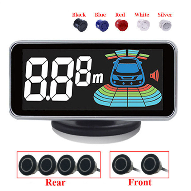 後付 リヤ コーナーセンサー クリアランスソナー 前後 6センサー 駐車補助 0.3-2m 液晶付 シルバーDJ1139拍卖