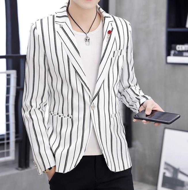 春夏新品 メンズ テーラードジャケット ストライブ柄 ブレザー 通勤 コート 紳士 ビジネス フォーマル カジュアル 細身 選択可S-3XLDJ663拍卖