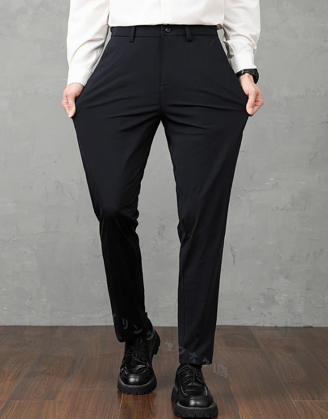 ☆新品 ビジネスパンツ スラックス 春夏薄めズボン メンズ ボトムス カジュアル チノパン 紺色 W30拍卖