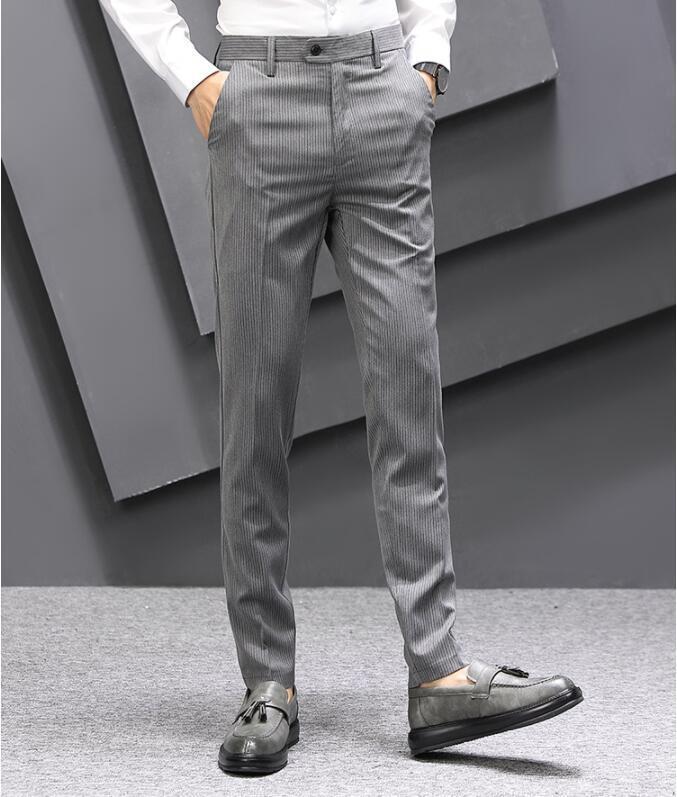 スラックス ビジネスパンツ メンズ 微ストレッチ ストライプ 薄手ズボン クールビズ YWQ340拍卖