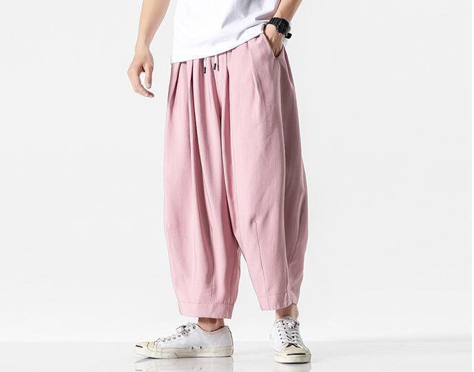 メンズ サルエルパンツ ワイドパンツ スウェットパンツ ボトムス チノパンツ ジョガーパンツ M~5XL ピンク YLH058拍卖