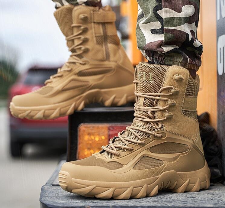 メンズ タクティカルブーツ デザートブーツ アウトドアブーツ 防滑 耐磨耗 登山 マウンテンブーツ24.5~29cm DLY683拍卖