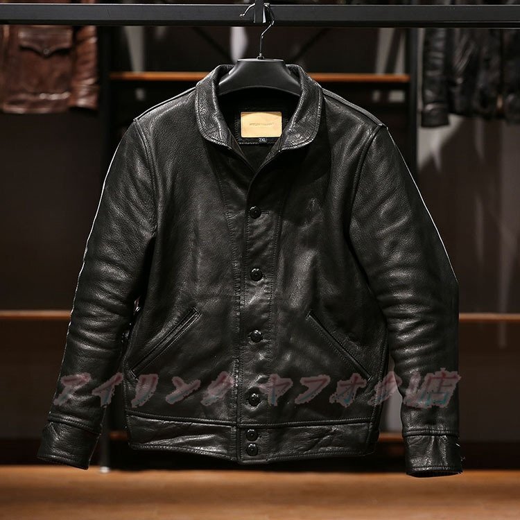 ☆新品レザージャケット メンズ アメカジ バイクジャケット品質の高い 柔らかい羊革 本革 革ジャンM~4XL 黒拍卖