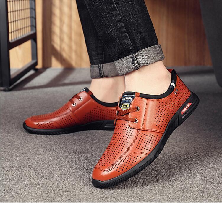 夏新品 シークレットシューズ 紳士靴 透かし彫り メッシュ メンズ ドライビング ビジネス カジュアル ブラウン YWQ1332拍卖