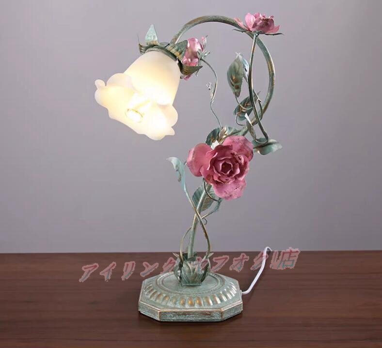 ☆新品大人気 照明 スタンドライト テーブルランプ デスクライト姫系雑貨 花柄 ローズステンド拍卖