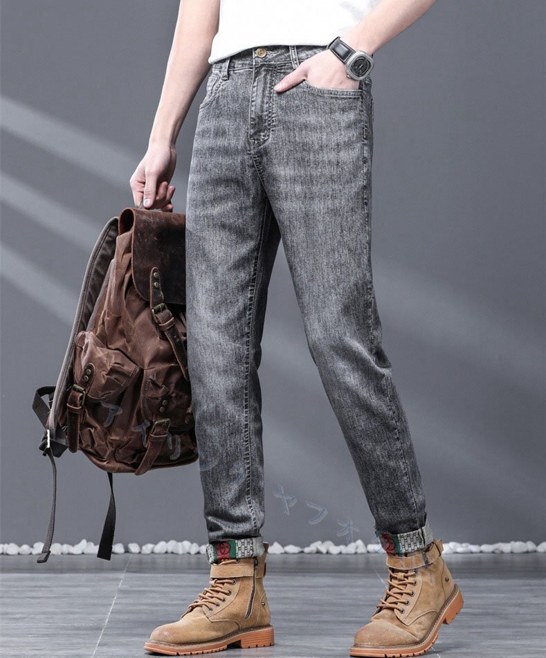 新品ジーンズ デニム スキニージーンズ スキニーパンツ メンズ カジュアル スリム フィット ウォッシュ加工 28~38 グレー拍卖