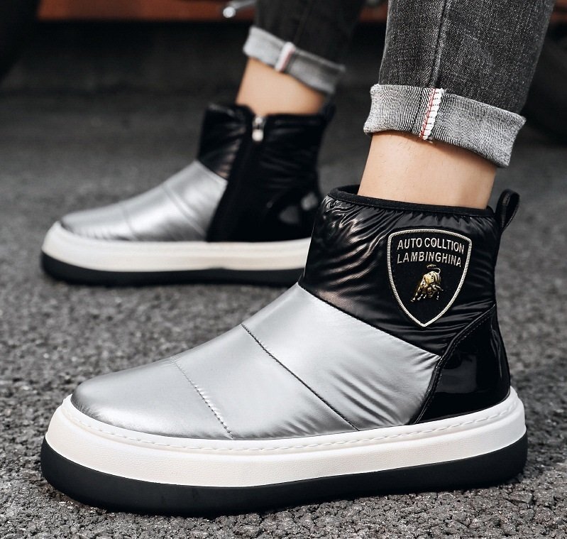 冬 ブーツ ショートブーツ スノーブーツ 靴 雪靴 防寒 防滑 保暖 ブーツ裏起毛 スノーシューズ 3色選択 シルバー サイズ選択可 DYL444拍卖