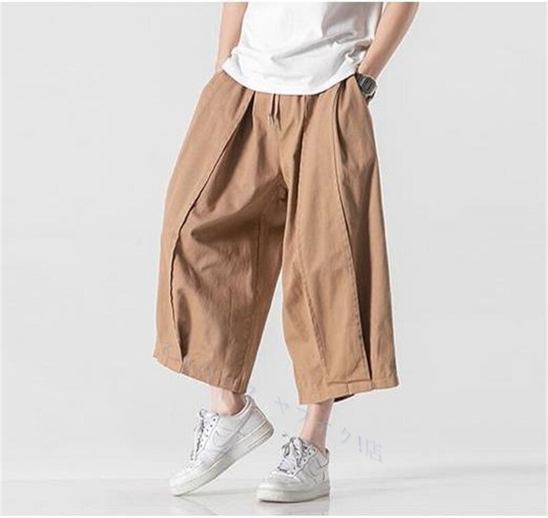 ☆新品 クロップドパンツ カーゴパンツ ワークパンツ ワイドレッグパンツ 春夏秋ズボン メンズ/ ボトムス カーキ 5XL選択拍卖