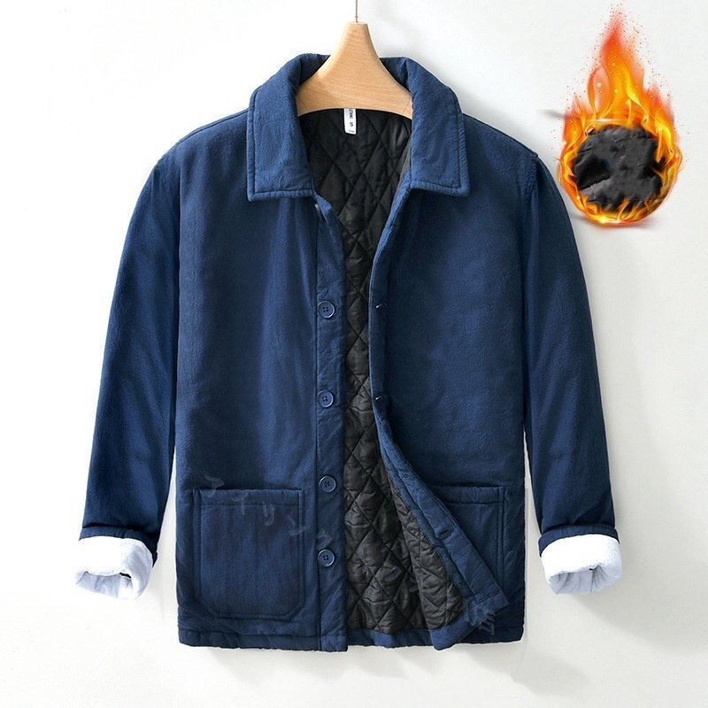 ☆新品 中綿ジャケット ライトアウター カジュアル コート メンズ ブルゾン ジャンパー 冬用保温 ブルー L拍卖