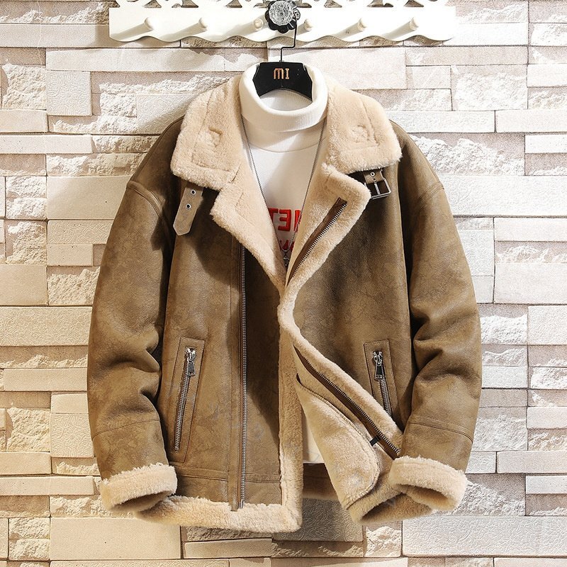 ☆新品 ショートコート PUレザージャケット 裏起毛裏フリース アウター ライダースジャケット バイクウエア ブルゾン ブラウン L拍卖