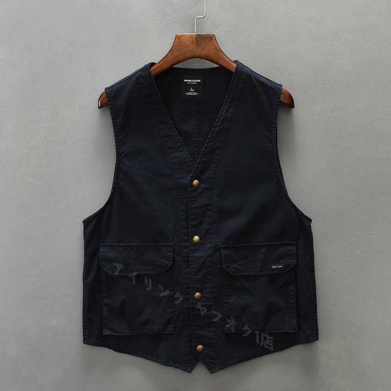 ☆新品 ベスト /メンズ カーゴベスト アウトドアベスト 春 秋 冬 カジュアル 登山 ゴルフ 作業着 農業 仕事 紺色 2XL拍卖